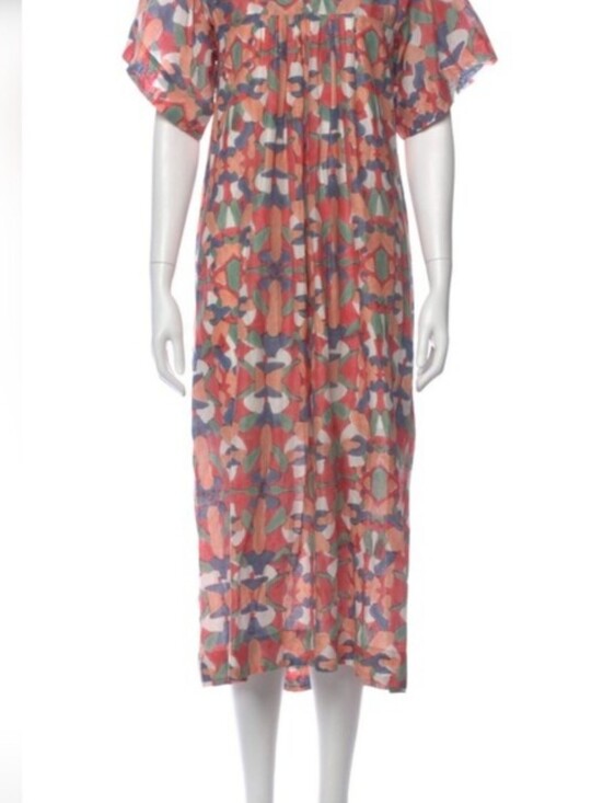 Mirth Dresses & Skirts - NWT MIRTH Maxi Dress Elastic Neckline Tie Waist Flutter Sleeve Sz Lg Pink  Gray